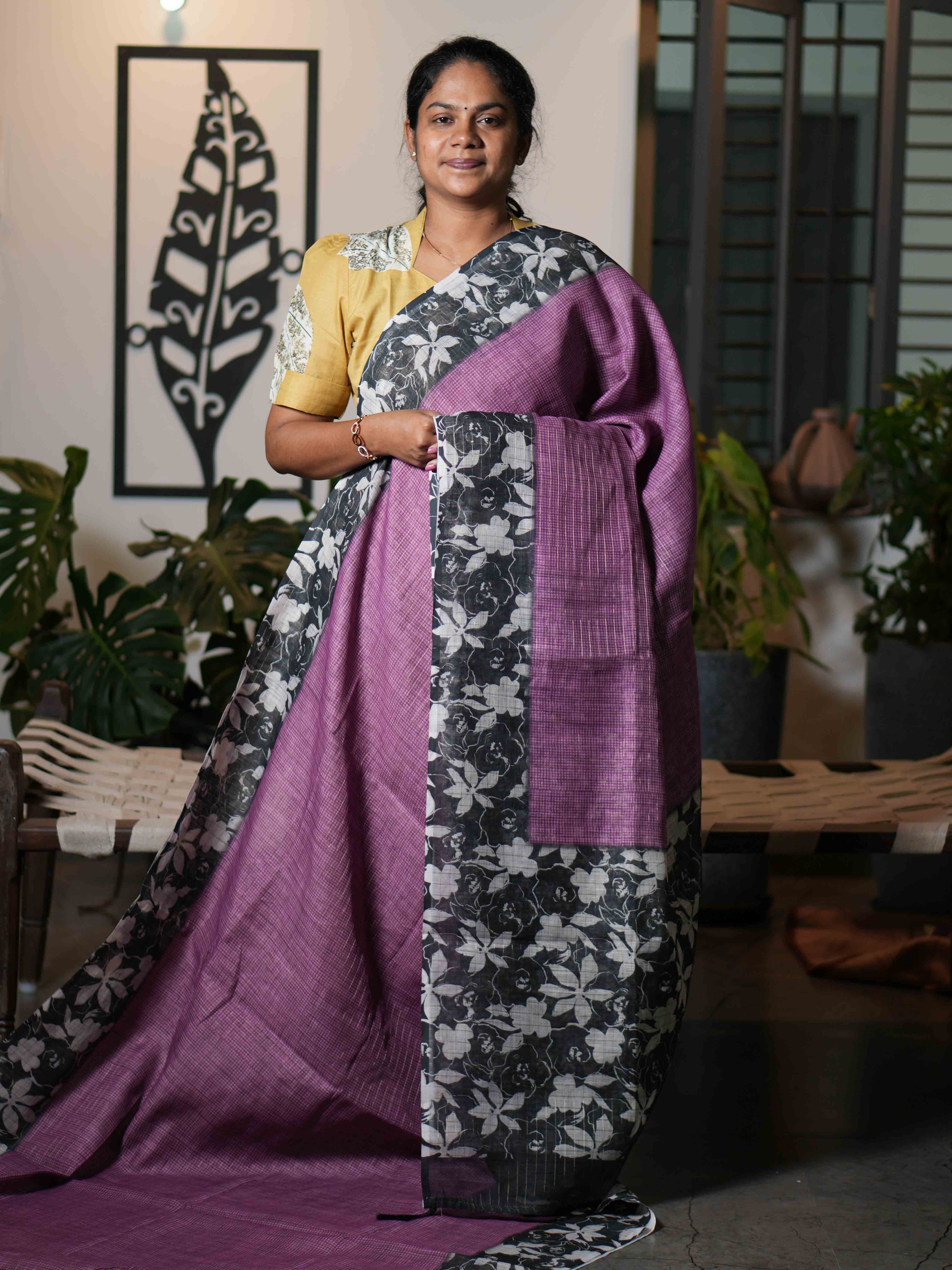 Mini Chex Linen Sarees Signature Weave / SKU260 – 6