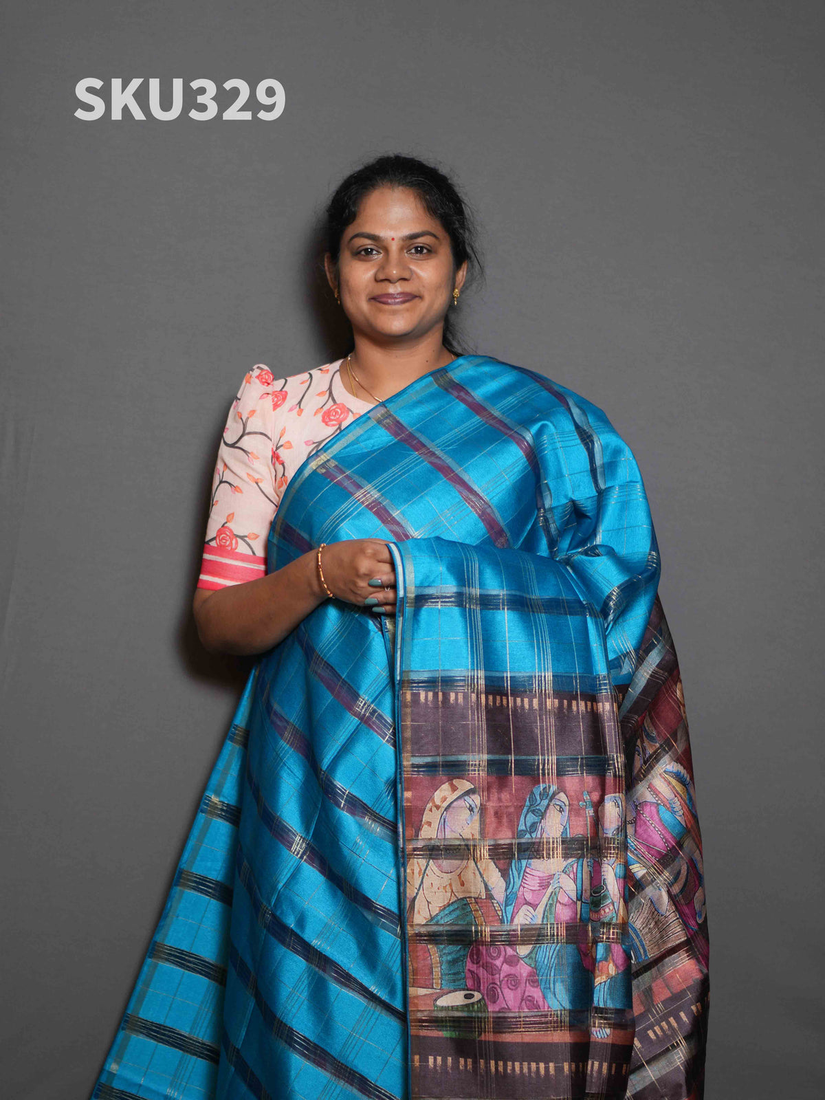 Organza Checks Sarees Refined Texture / SKU329 – 4