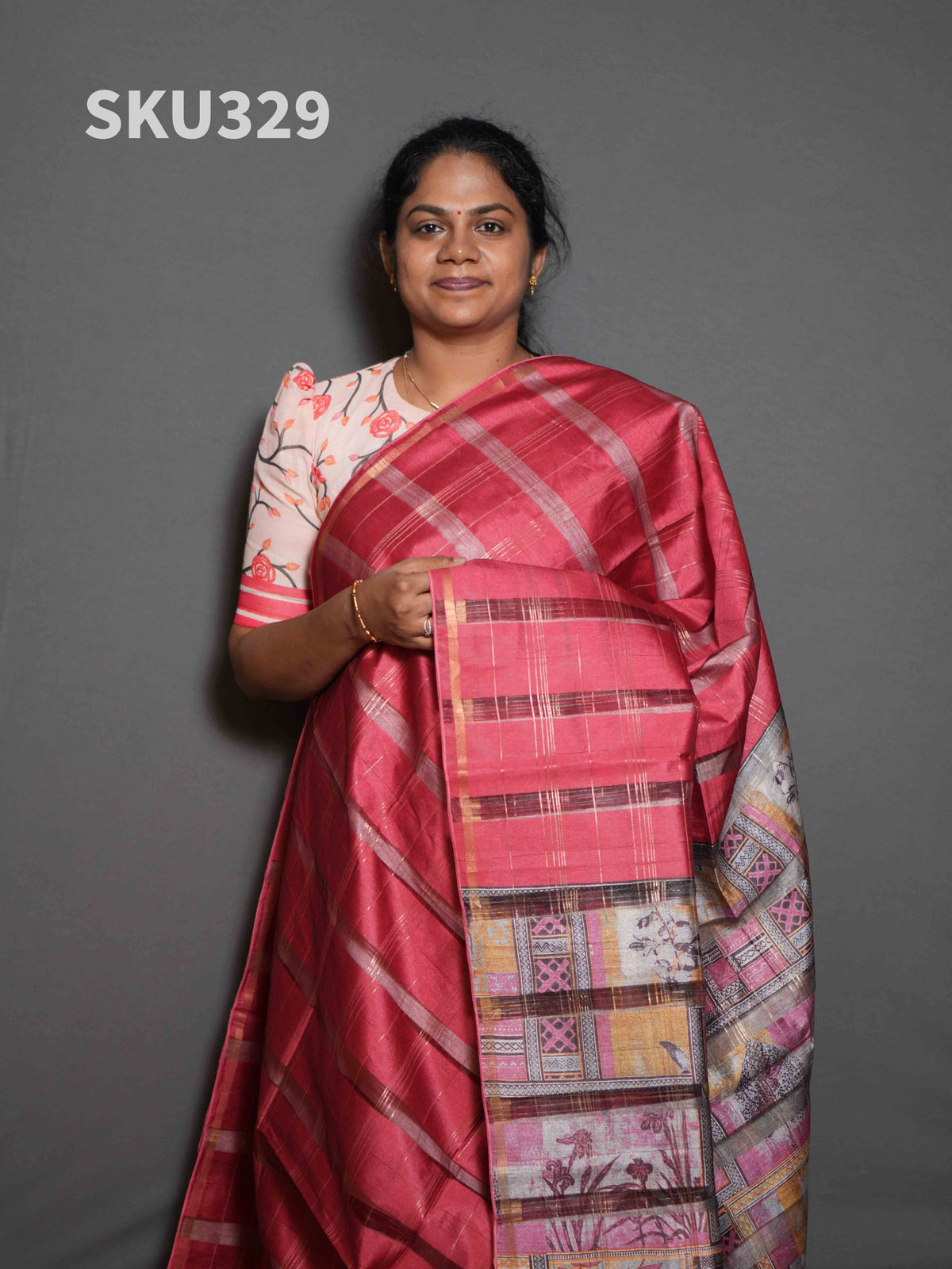 Organza Checks Sarees Festive Beauty / SKU329 – 8