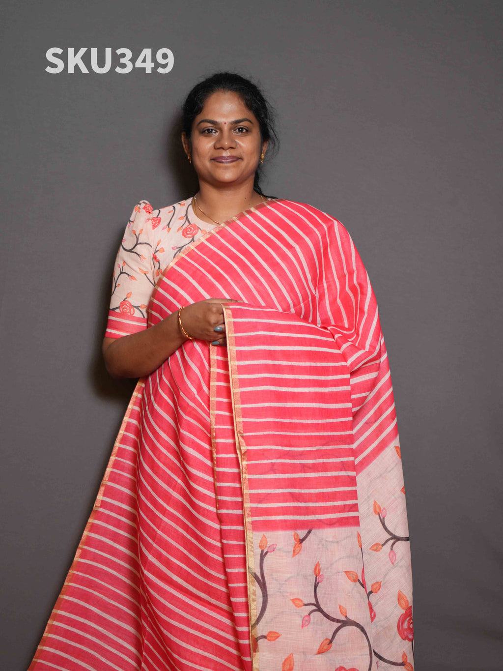 Linen Cotton Sarees Graceful Drape / SKU349 – 4