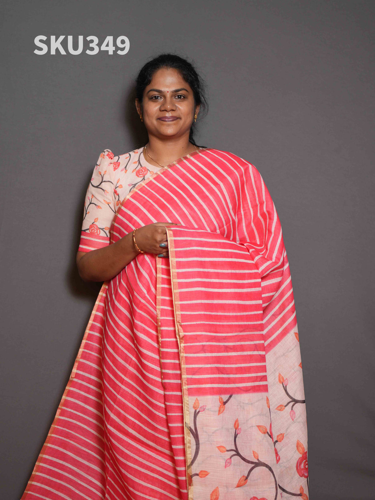 Linen Cotton Sarees Graceful Drape / SKU349 – 4