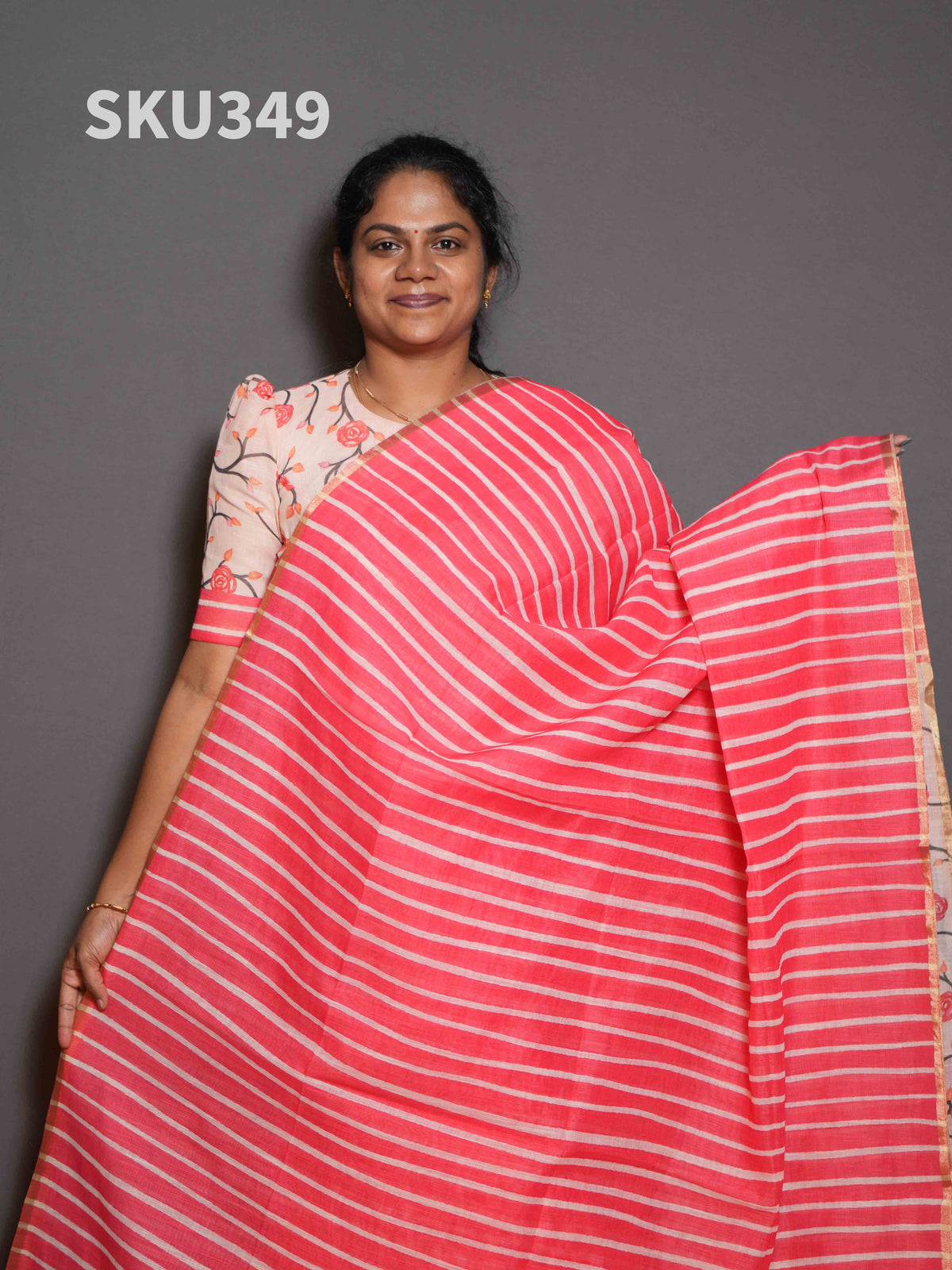 Linen Cotton Sarees Graceful Drape / SKU349 – 4