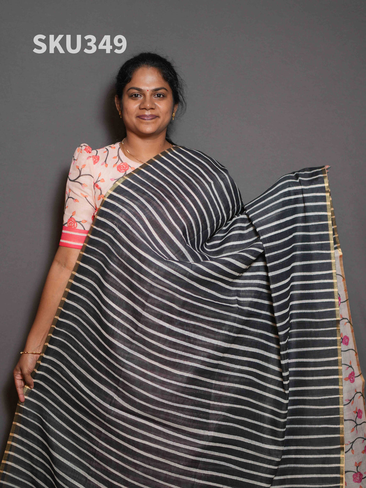 Linen Cotton Sarees Subtle Charm / SKU349 – 5