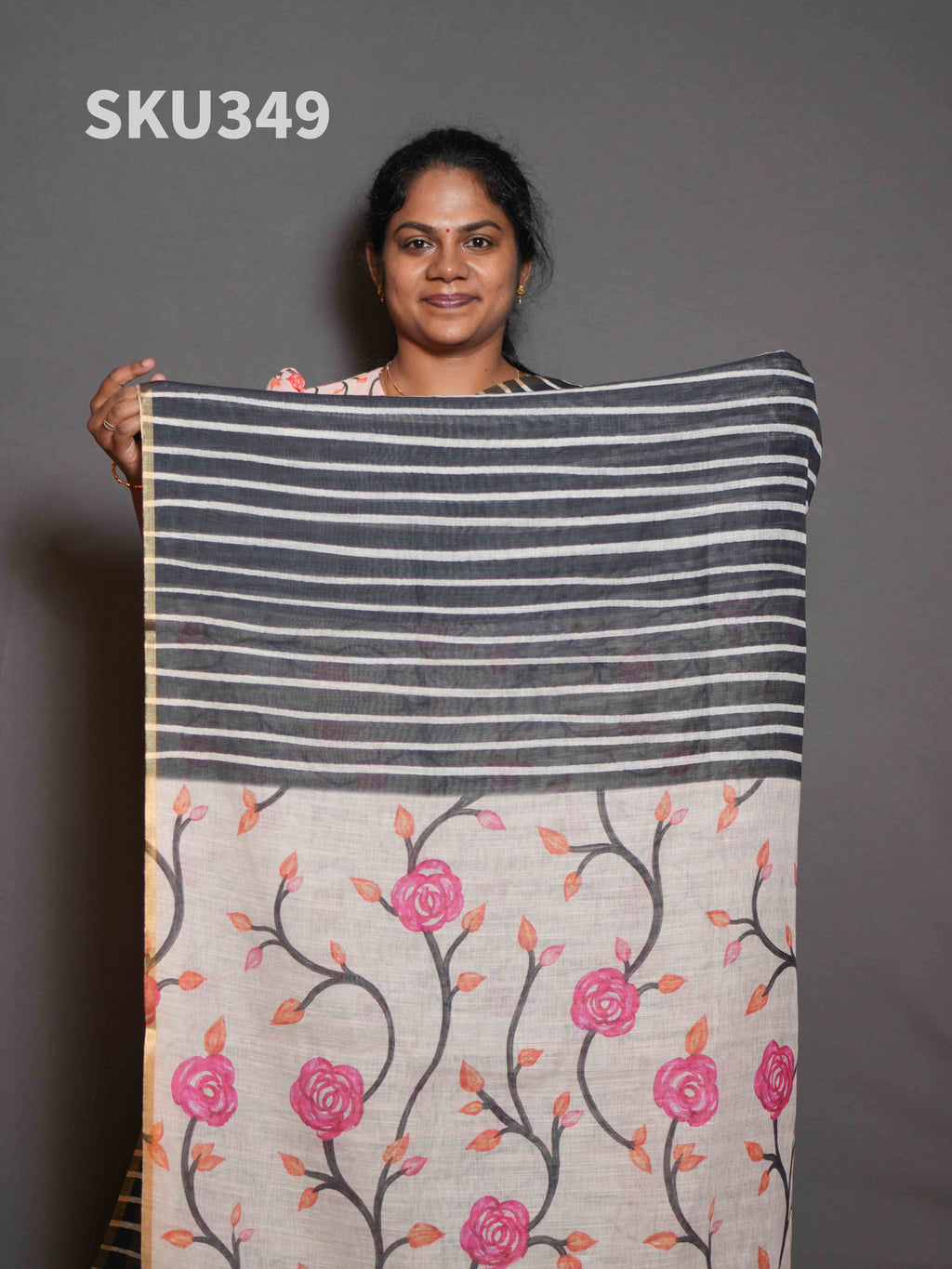 Linen Cotton Sarees Subtle Charm / SKU349 – 5
