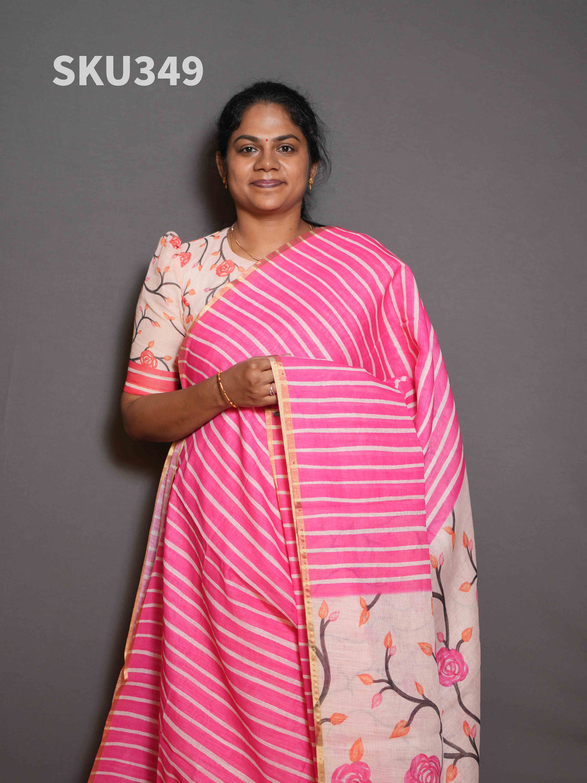 Linen Cotton Sarees Signature Style / SKU349 – 8
