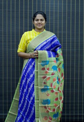 Zari Checked Printed Tussar