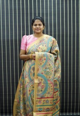 Art Printed Tussar Saree / SKU095-1