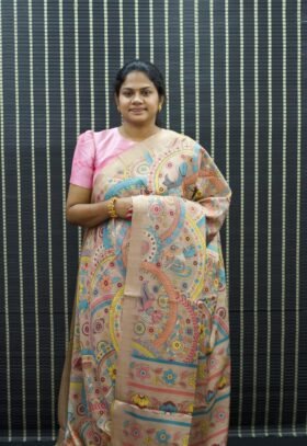 Art Printed Tussar Saree / SKU095-2