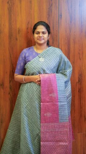 Jute Cotton Office Wear Saree / SKU100 - 3