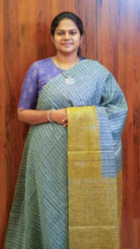 Jute Cotton Office Wear Saree / SKU100 - 4