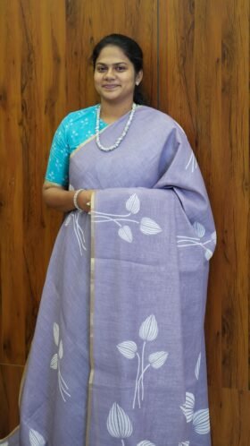 Linen Cotton Saree Daily Wear / SKU107 – 1
