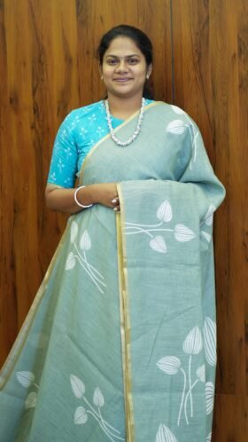 Linen Cotton Saree Office Wear / SKU107 – 2