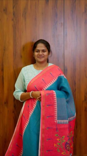 Linen Cotton Sarees for Workwear / SKU103 - 5