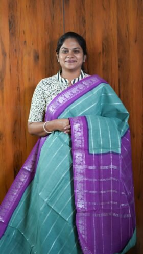 Sungudi Cotton Plain Office Saree / SKU120 – 8