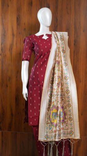 Silk Cotton Kurti Set Simple Wear / SKU121 – 4