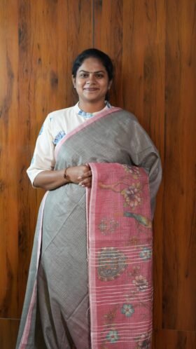 Tissue Shaded Bhaswada Light Office Saree / SKU124 – 5