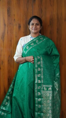 Cotton Banarus Sarees Regular Function Wear / SKU123 – 3