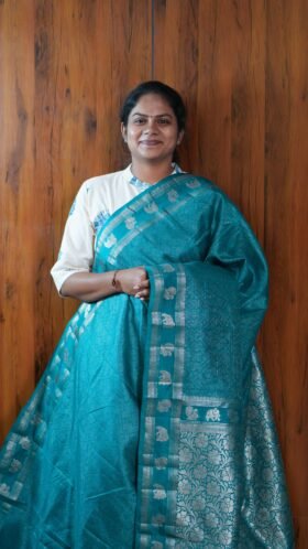 Cotton Banarus Sarees Plain Function Wear / SKU123 – 7