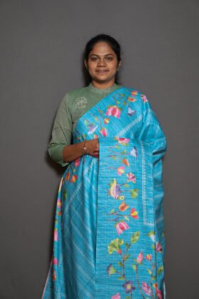 Colourful Semi Tussar Sarees Neat Look / SKU166 – 5