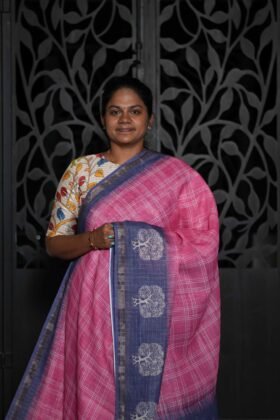 Chex Linen Cotton Sarees Smart Checks / SKU180 – 2